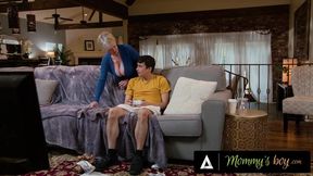 MOMMY'S BOY - Angry Husband Caught MILF Dee Williams Riding Their Gamer Stepson Ricky Spanish's Cock