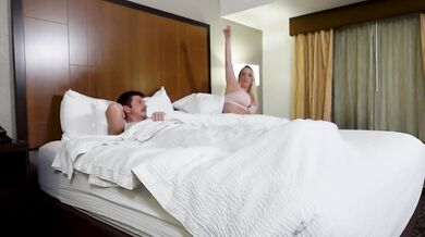 Blonde Stepmom and Stepson Share Hotel Bed