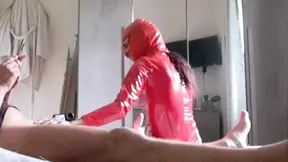 The MILF in a Latex Suit Sucks Cock with Cum in Her Mouth