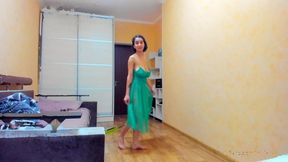 hot me in green transparent dress!