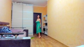 hot me in green transparent dress!