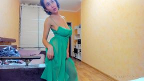 hot me in green transparent dress!