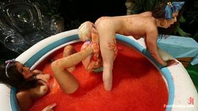 Foot Fetish, Lesbian Footing, Jello and Sploshing