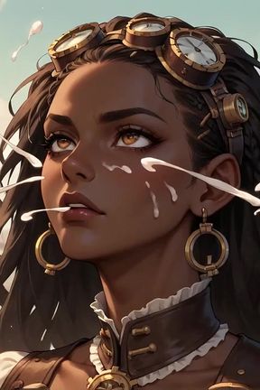 Ebony Queen Seduces with Desert Oral, Steampunk Sex.