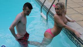 ”Sexy British Lady Karlie Simon gets banged by the poolboy”