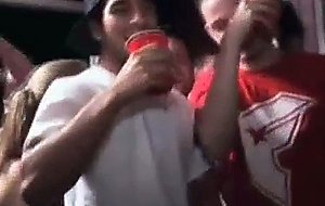 College girls banged in threesome at frat house party