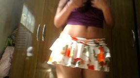 Sweet babe in violet bra was dancing and shaking her sexy bum