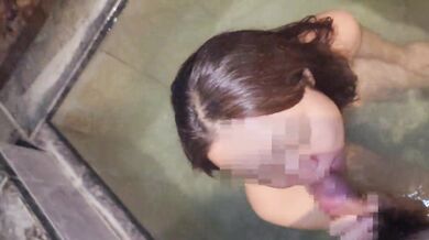 Step sister wife floods luxury resort hot tub with messy creampie and overflowing cum
