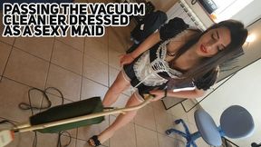 Passing the vacuum cleaner dressed as a sexy maid -HD