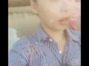 Asian cute ladyboy masturbating and cumming on a public beach