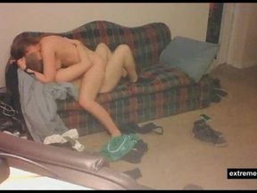 Spying my step mother with our neighbor humpin his cock on the sofa