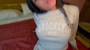 She sucks my dick on the public bus and then we end up fucking in a hotel.