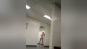 My little bitch take a shower at the locker room