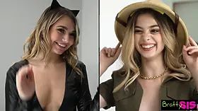 Molly Little & Mia Kay can't fight back stepbro's candy corn dick