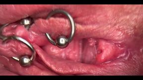 Really Close Up Macro my Pierced Clit and Pussy until get Very Wet and PEE go to inside my Pussy