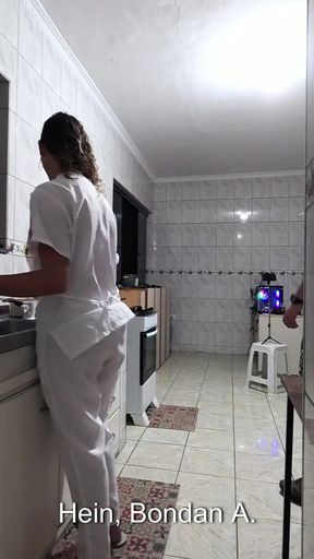 The Maid's Creampie Routine at Her New Job.