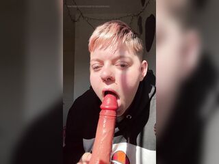 Trans male Alexander gags on biggest sex-toy