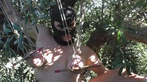 Slave Susi tied into an Olive Tree in the public Woods- Part 2 mp4 SD