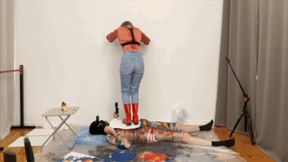 kicking, trampling, bodypainting, rain boots - 1054 Nasty Nastya the art student episode 3 Part 2