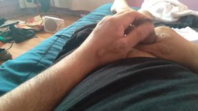 Attractive guy masturbates hard with his penis