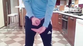 Twink Jerks Big Cock and Cums in New Kitchen