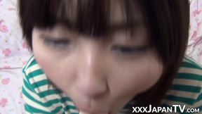 Kinky Asian teenager swallows plastic cock homemade