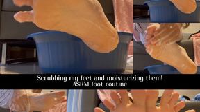 Scrubbing my feet and moisturizing them! ASMR foot routine