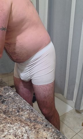 Beary Caught having a Shave, Stroke &amp; Hot Shower