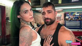 fresh and innocent - a emo babe is jerked in face badly by a married man.