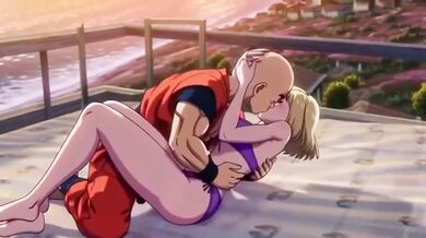 Krilan fucks Android 18 raw on the beach with a big creampie
