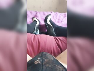 Sissy cuck spunk flow in cute underware & heels