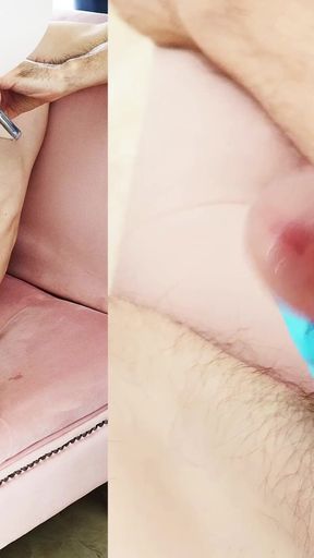 Blue Latex Glove Hand Hard Jerking off Huge Mushroom Head Cock with Cumshot