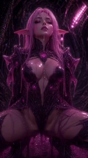 Pink anime 3d slime elf in armor   Clip 1