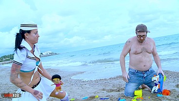 French babe Joyce Exess ass fucked on a public beach