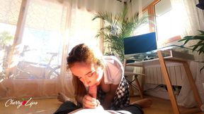 Spanish Makes a JOI on the Phone to Her Husband About How He's Sucking the Neighbor's Cock