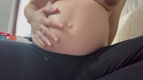 My Pregnant Stepsister Plays with Her Belly and Applies Moisturizer Then Smears It on Her Belly