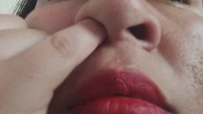 Close Up Nose Picking With My Pinky
