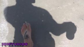 Step Son Shows Sexy Naked Bare Feet At The Beach