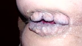 Gaping in the shower with a shampoo bottle