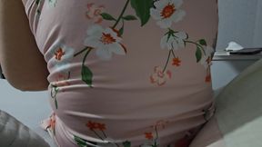 Step mom without panties under mini dress handjob step son dick