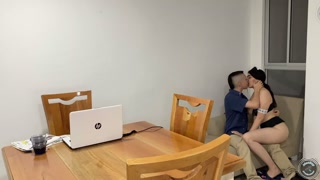 Maid lets young college boy cum in her mouth