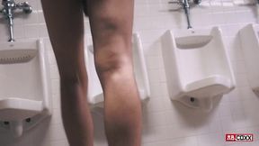 Caught cruising in public bathroom almost got caught squirted risky anal