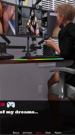 Gamers dream #1 - Futa gamer played with him self in front of the computer   Clip 1