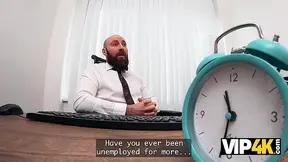 Loan officer can't resist European Porn Model's huge jugs in the office