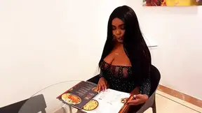 Hottie absorbs deepthroat and sloppy blowjob on huge ebony cock