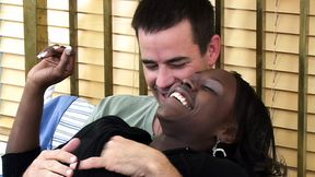Teen Ebony Angel Soaked in Slick Gets Pleasured by Huge Penetration