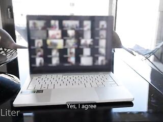 That babe was actually sexually excited, so that babe had sex with me during a work Zoom rencounter