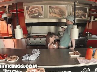 Reality Kings - Lady Lyne Spills Some Sauce Over Her Large Titties & Calls Sam Bourne To Clean It