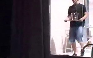 Milk shoots from tranny butt