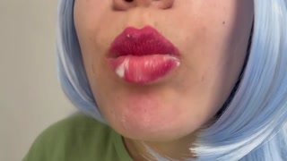 mouth and lips I eat and suck the ice cream